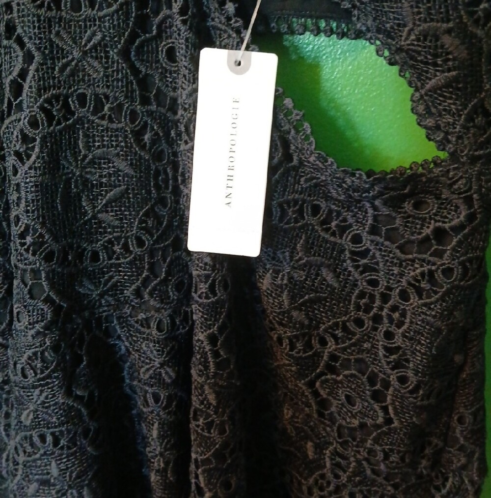 Anthropologie Black Lace Sleeveless Cutout Midi Dress NWT - Picture 2 of 12